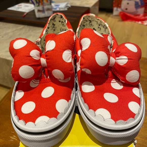 Vans Red and White Polka Dot Kids Sneakers - Picture 1 of 11